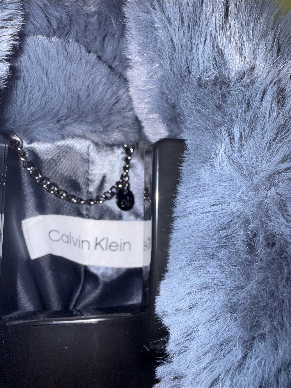Calvin Klein Plush Blue Faux Fur Teddy Jacket - Picture 7 of 9